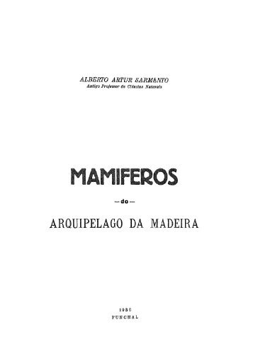 Mamíferos do Arquipélago da Madeira - Vetbiblios