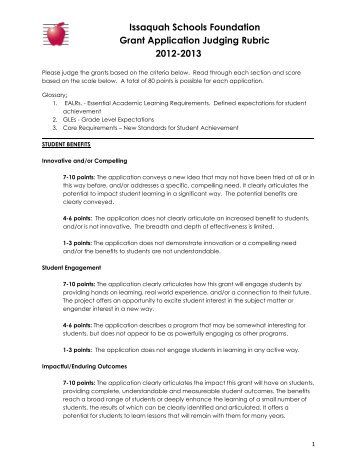 Grant Judging Rubric (PDF) - Issaquah Schools Foundation