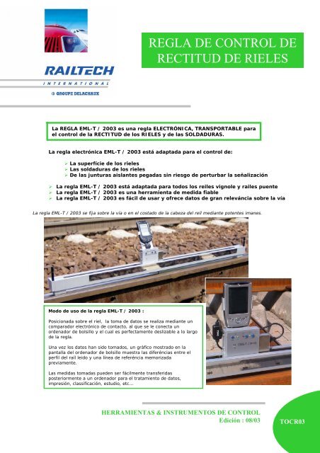 REGLA DE CONTROL DE RECTITUD DE RIELES - railtech.com.mx