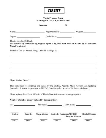 Acad-007: MS Thesis Proposal Form
