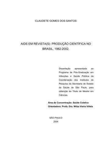 Tabela 1 - Centro de ReferÃªncia e Treinamento DST/AIDS-SP