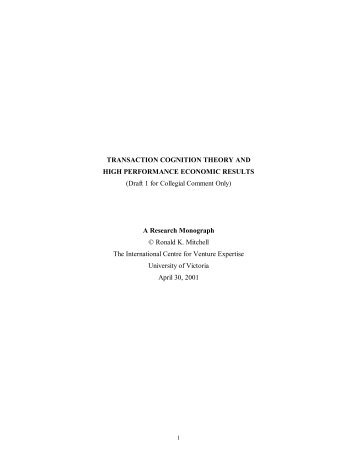 TRANSACTION COGNITION THEORY AND HIGH ... - Mitchell, Ron K.