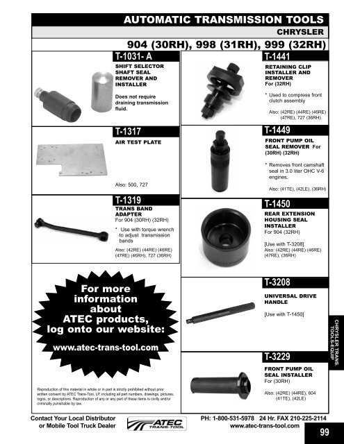 FEATURED PRODUCTS - ATEC Trans-Tool