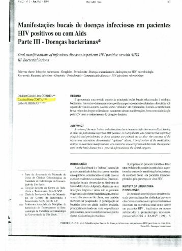 ManifestaÃ§Ãµes bucais de doenÃ§as infecciosas em pacientes HIV ...