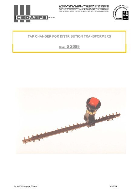 TAP CHANGER FOR DISTRIBUTION TRANSFORMERS - Cedaspe