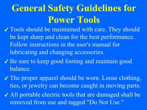 Hand and Power Tool Safety - Technology