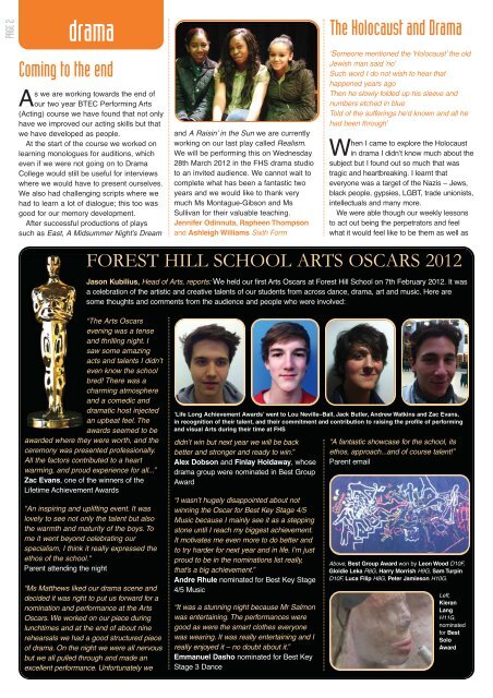 FHS Newsletter Spring 2012 - Forest Hill School