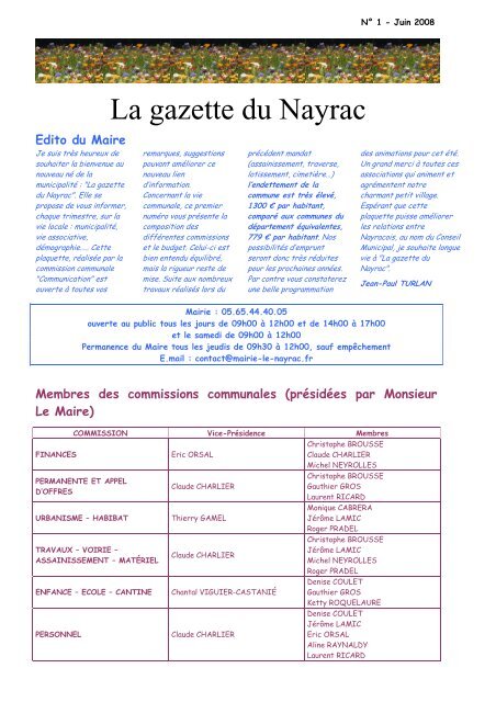 La_Gazette_n°1 - Mairie de Le Nayrac