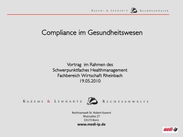 I. Was ist Compliance? - Kazemi & Lennartz RechtsanwÃ¤lte