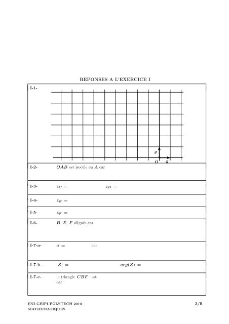 SUJET DE MATHÃMATIQUES - Concours Geipi Polytech