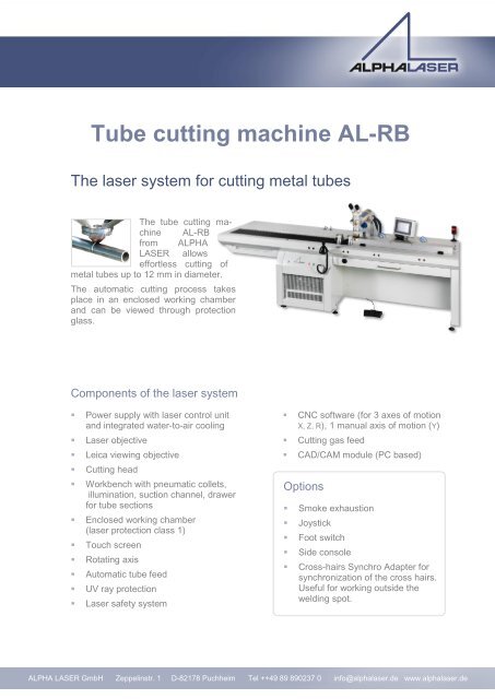 Tube cutting machine AL-RB - ALPHA LASER GmbH