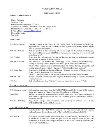 1 CURRICULUM VITAE TOMMASO CHITI Name: Tommaso ... - CMCC