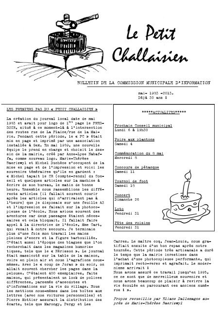 Mai 13 Numero Anniversaire Commune De Challex Mai 13 Numero Anniversaire Commune De Challex