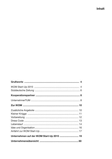 IKOM Start-Up Katalog 2015 - Informationen für Studierende