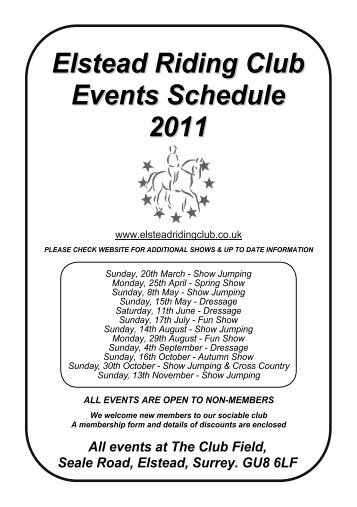 Elstead Riding Club Events Schedule 2011