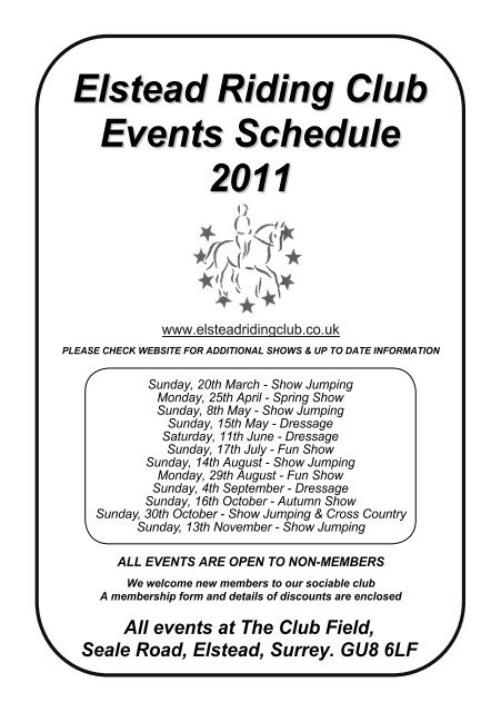 Elstead Riding Club Events Schedule 2011