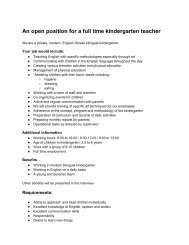 An open position for a full time kindergarten teacher