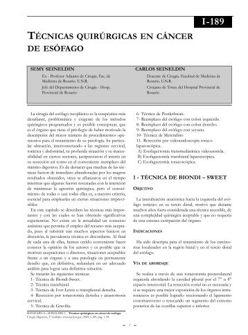 TÃ©cnicas quirÃºrgicas en cÃ¡ncer de esÃ³fago. - sacd.org.ar