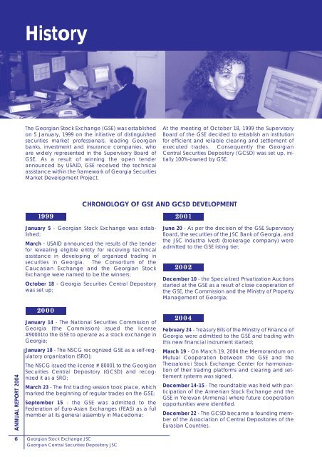Annual Report 2004 - Georgian Stock Exchange
