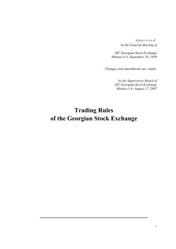 Trading Rules of the Georgian Stock Exchange