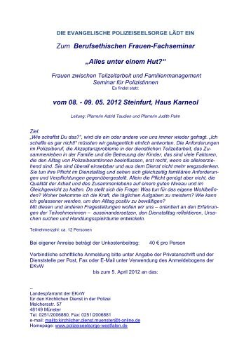 Zum Berufsethischen Frauen-Fachseminar Ã¢Â€ÂžAlles unter einem Hut?Ã¢Â€Âœ