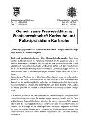 Gemeinsame Presseerklärung Staatsanwaltschaft Karlsruhe und ...