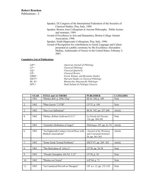 CURRICULUM VITAE ROBERT RENEHAN BORN - Department of ...