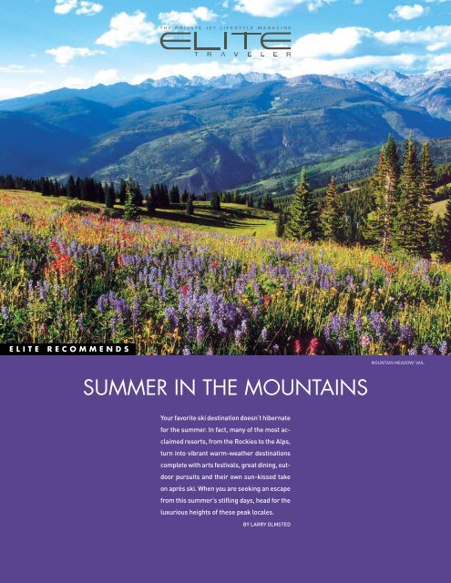 SUMMER IN THE MOUNTAINS - Elite Traveler