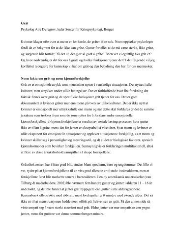 Hva vet vi om gråt? - Senter for Krisepsykologi