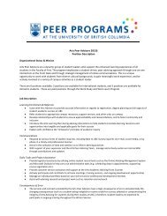 Arts Peer Advisors - Student Services