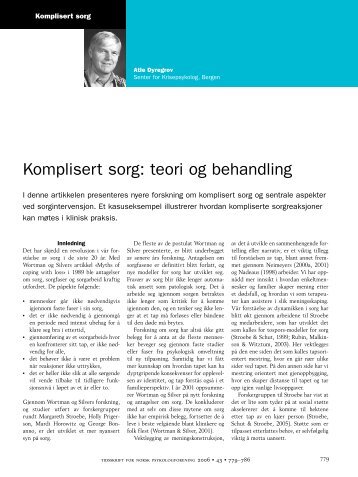 Komplisert sorg: teori og behandling - Senter for Krisepsykologi