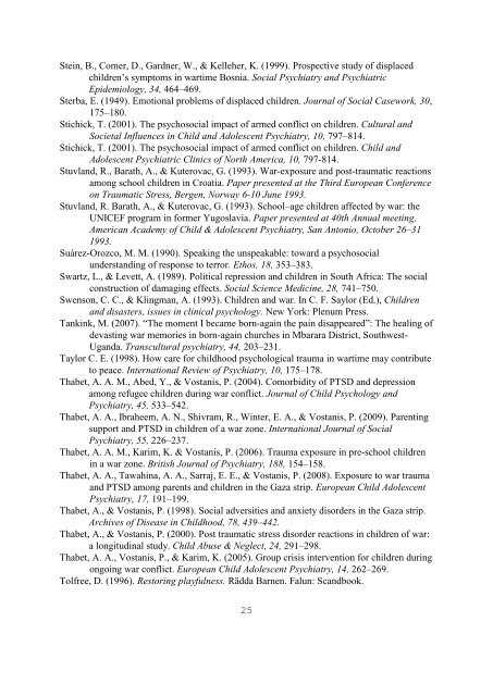 Children and war. Reference list compiled by Atle Dyregrov PhD ...