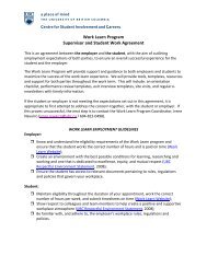 Work Learn Program Supervisor and Student Work Agreement