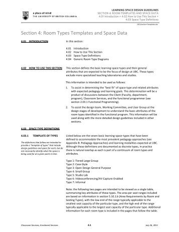 Section 4: Room Types Templates and Space Data - Student Services