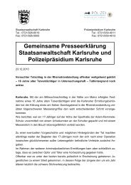 Gemeinsame Presseerklärung Staatsanwaltschaft Karlsruhe und ...