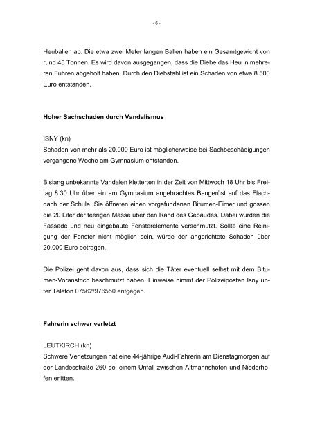 PRESSEMITTEILUNG - Polizeidirektion Ravensburg