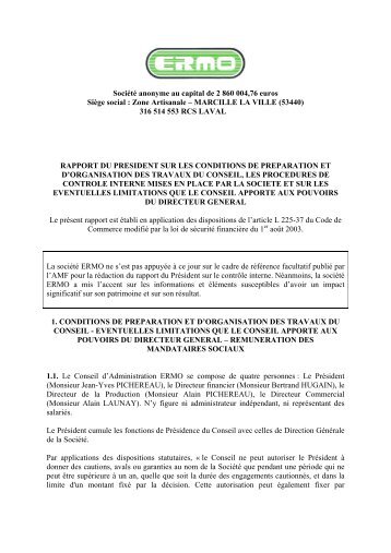 Rapport du Président 2007 - Groupe ERMO