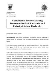 Gemeinsame Presseerklärung Staatsanwaltschaft Karlsruhe und ...