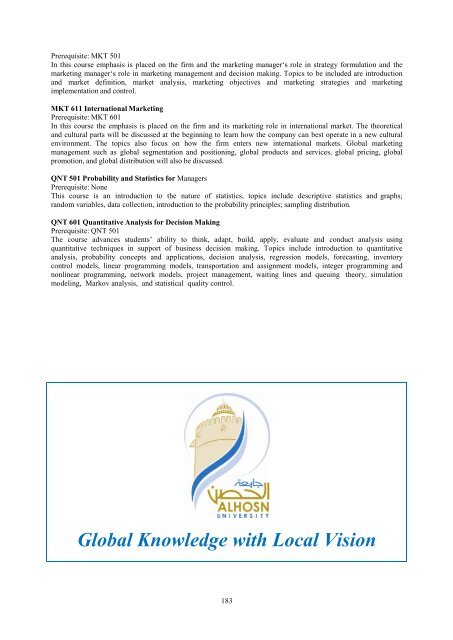 ALHOSN University Catalogue Global Knowledge with Local Vision ...