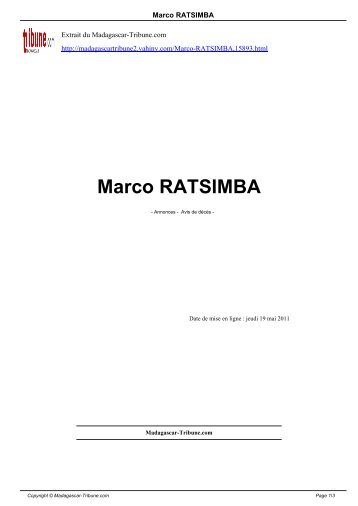 Marco RATSIMBA - Madagascar-Tribune.com