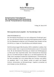 Gemeinsamer Pressebericht der Staatsanwaltschaft Ravensburg ...