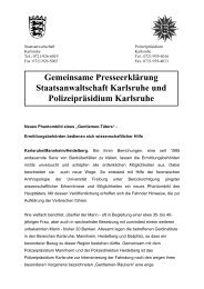 Gemeinsame Presseerklärung Staatsanwaltschaft Karlsruhe und ...