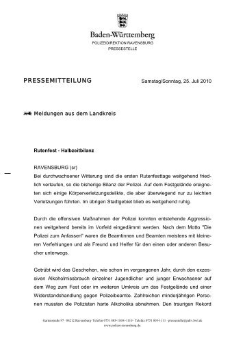 PRESSEMITTEILUNG - Polizeidirektion Ravensburg