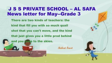 J S S PRIVATE SCHOOL â AL SAFA News letter for May--Grade 3
