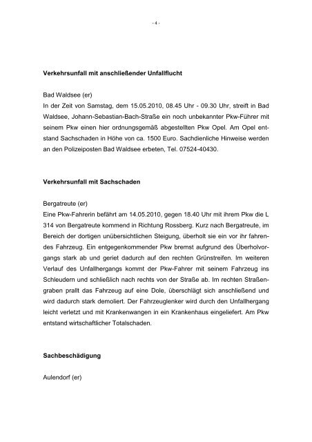 PRESSEMITTEILUNG - Polizeidirektion Ravensburg