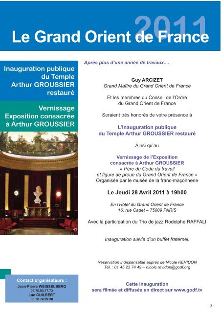 INAUGURATION PUBLIQUE du Temple Arthur GROUSSIER ...