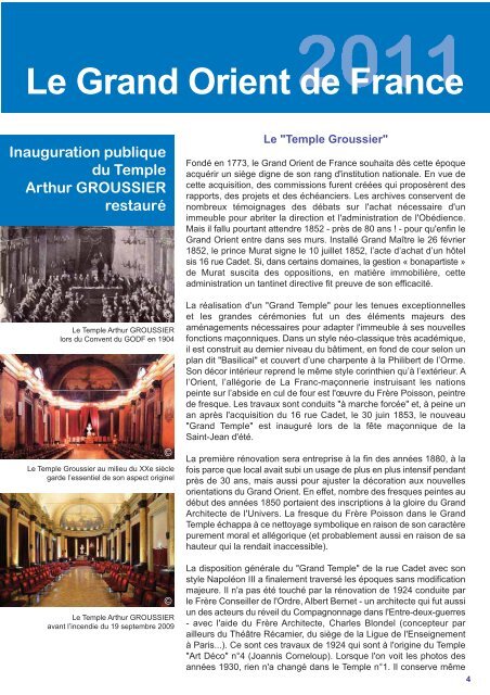 INAUGURATION PUBLIQUE du Temple Arthur GROUSSIER ...