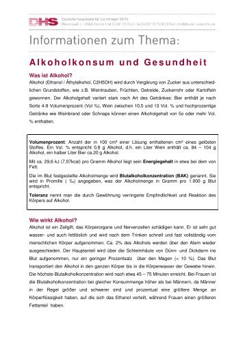 Alkoholkonsum und Gesundheit - Aktionswoche Alkohol