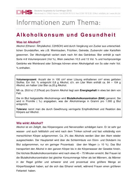 Alkoholkonsum Und Gesundheit Aktionswoche Alkohol