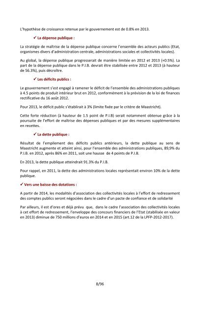 Compte-rendu de Conseil - Février 2013 - La Chapelle St-Luc